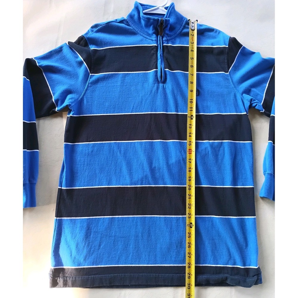 Chaps Mens Blue Stripe Quarter Zip Long Sleeve Polo Shirt M Embroidered Logo - Picture 8 of 16